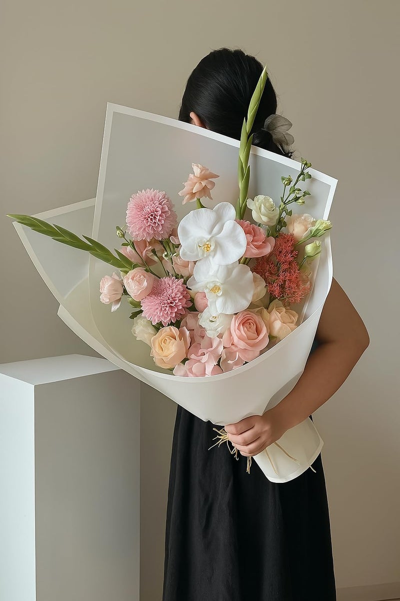 BBJ WRAPS White Wrapping Paper for Flowers, Frosted Flower Bouquet Wrapping Paper, Korean Paper for Bouquets, Valentine's Day Mother's Day Florist Supplies 20 Sheets (White) - Image 2